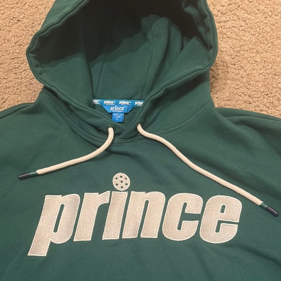 Prince Mens Pickleball Green Logo Hoodie Fleece Pullover Sweatshirt Size L - Picture 3 of 5